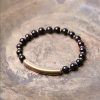 Moss Agate Red Jasper Black Obsidian Copper Couple Bracelet