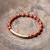 Moss Agate Red Jasper Black Obsidian Copper Couple Bracelet