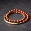Moss Agate Red Jasper Black Obsidian Copper Couple Bracelet