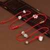 Cadena de Cintura del Zodiaco en Madera de Durazno e Hilo Rojo Peach Wood Zodiac Belly Chain with Red String