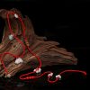 Cadena de Cintura del Zodiaco en Madera de Durazno e Hilo Rojo Peach Wood Zodiac Belly Chain with Red String