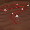 Cadena de Cintura del Zodiaco en Madera de Durazno e Hilo Rojo Peach Wood Zodiac Belly Chain with Red String