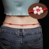 Cadena de Cintura del Zodiaco en Madera de Durazno e Hilo Rojo Peach Wood Zodiac Belly Chain with Red String