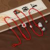 Cadena de Cintura del Zodiaco en Madera de Durazno e Hilo Rojo Peach Wood Zodiac Belly Chain with Red String