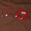 Cadena de Cintura del Zodiaco en Madera de Durazno e Hilo Rojo Peach Wood Zodiac Belly Chain with Red String