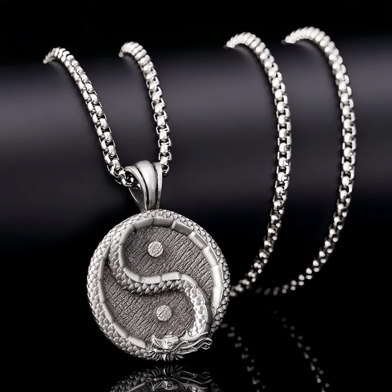 Pure Tin Yin Yang Dragon Pendant Necklace Pure Tin Yin Yang Dragon Pendant Necklace