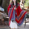 Red Heart Tassel Tibetan Hooded Shawl Red Heart Tassel Tibetan Hooded Shawl