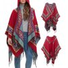 Red Heart Tassel Tibetan Hooded Shawl Red Heart Tassel Tibetan Hooded Shawl