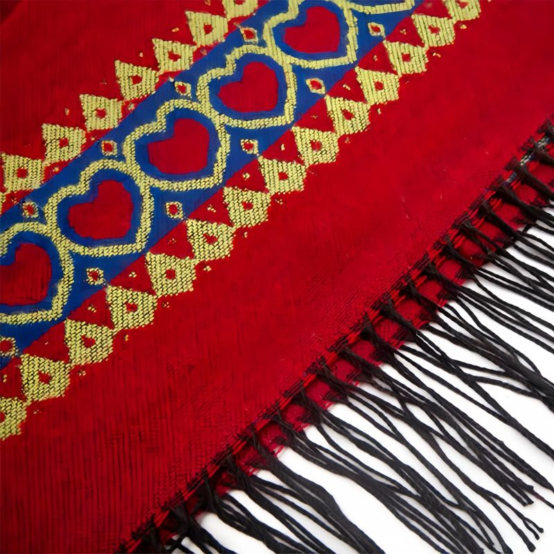 Red Heart Tassel Tibetan Hooded Shawl Red Heart Tassel Tibetan Hooded Shawl