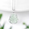 Silver Jade Laughing Buddha Pendant Necklace