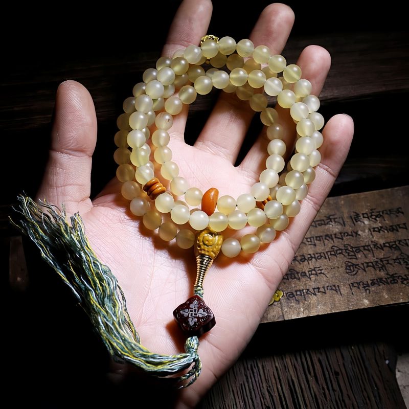 Tibet 108 Mala Sheep Horn Amber Luck Bracelet Tibet 108 Mala Sheep Horn Amber Luck Bracelet