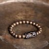 チベット産黒檀×純銅 平安ブレスレット Tibet Ebony Wood Copper Peace Bracelet
