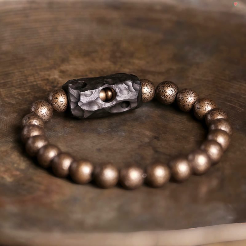 チベット産黒檀×純銅 平安ブレスレット Tibet Ebony Wood Copper Peace Bracelet