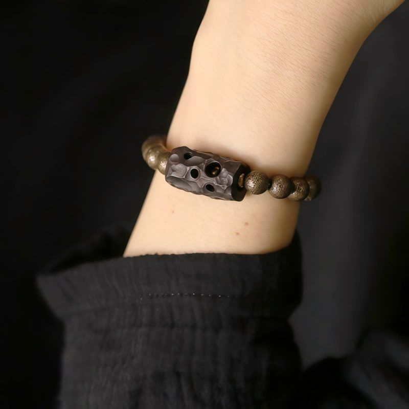 チベット産黒檀×純銅 平安ブレスレット Tibet Ebony Wood Copper Peace Bracelet