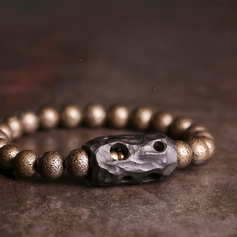 チベット産黒檀×純銅 平安ブレスレット Tibet Ebony Wood Copper Peace Bracelet