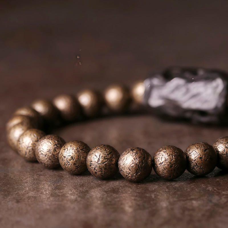 チベット産黒檀×純銅 平安ブレスレット Tibet Ebony Wood Copper Peace Bracelet