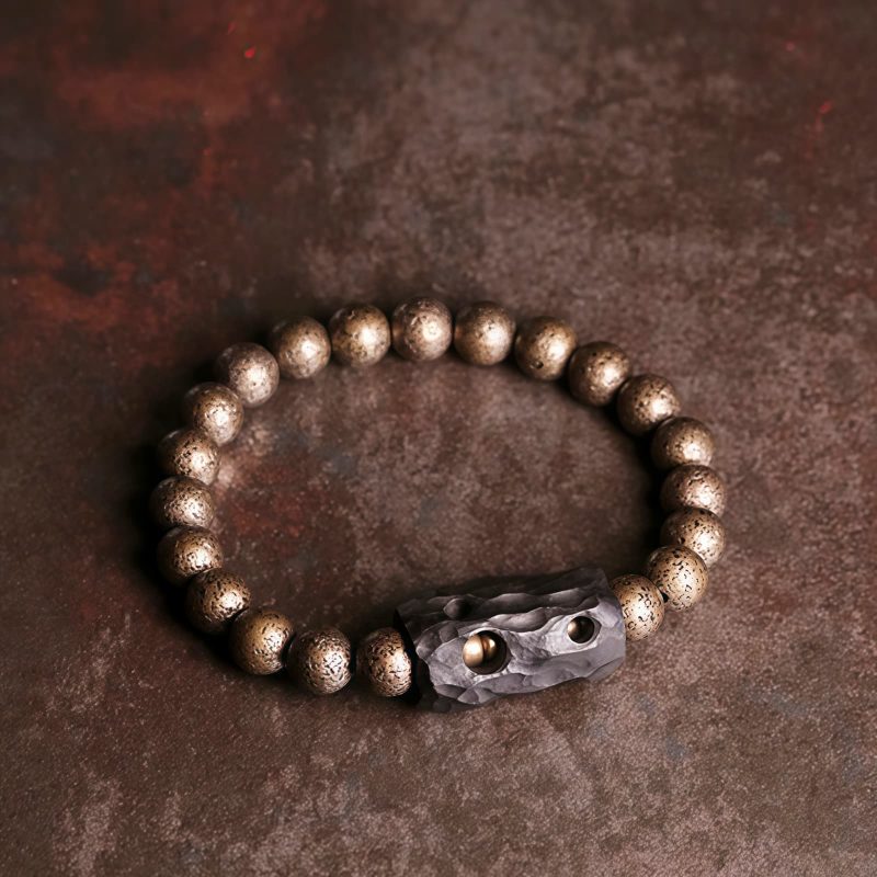 チベット産黒檀×純銅 平安ブレスレット Tibet Ebony Wood Copper Peace Bracelet