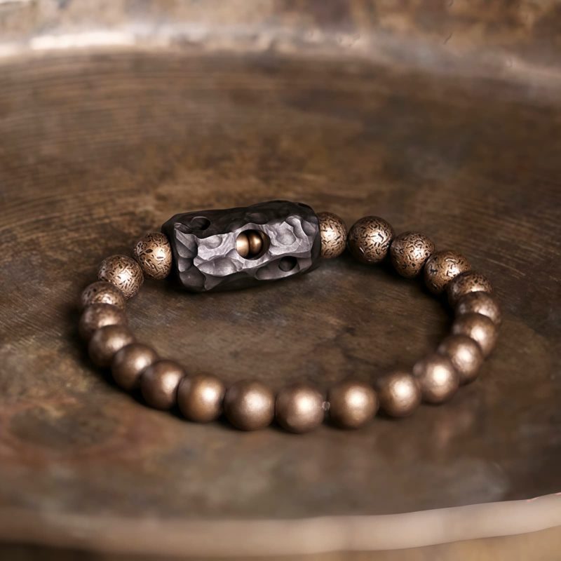 チベット産黒檀×純銅 平安ブレスレット Tibet Ebony Wood Copper Peace Bracelet