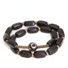 Tibet Ebony Wood Dzi Bead Copper Double Wrap Bracelet