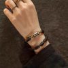 Tibet Ebony Wood Dzi Bead Copper Double Wrap Bracelet