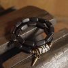 Tibet Ebony Wood Dzi Bead Copper Double Wrap Bracelet