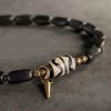 Tibet Ebony Wood Dzi Bead Copper Double Wrap Bracelet
