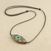 Collar de Protección con Turquesa del Tíbet en Talla Marquesa Tibet Turquoise Marquise Protection Necklace