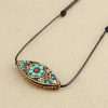 Collar de Protección con Turquesa del Tíbet en Talla Marquesa Tibet Turquoise Marquise Protection Necklace