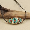 Collar de Protección con Turquesa del Tíbet en Talla Marquesa Tibet Turquoise Marquise Protection Necklace