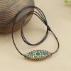 Collar de Protección con Turquesa del Tíbet en Talla Marquesa Tibet Turquoise Marquise Protection Necklace