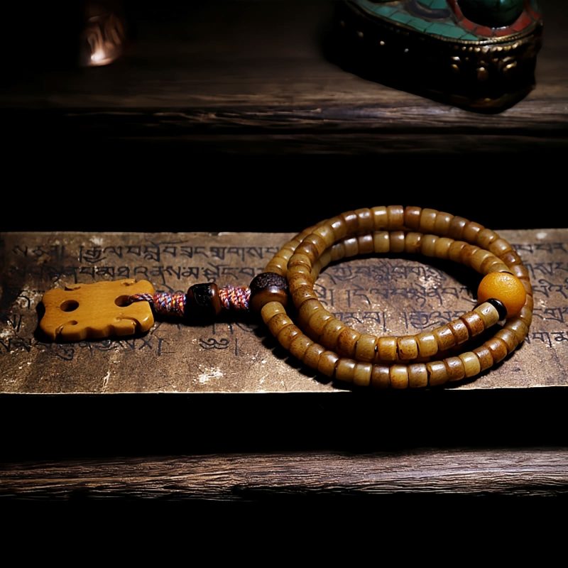 Tibetan 108 Mala Yak Bone Amber Balance Bracelet Tibetan 108 Mala Yak Bone Amber Balance Bracelet