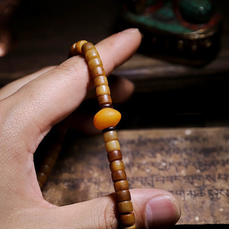 Tibetan 108 Mala Yak Bone Amber Balance Bracelet Tibetan 108 Mala Yak Bone Amber Balance Bracelet