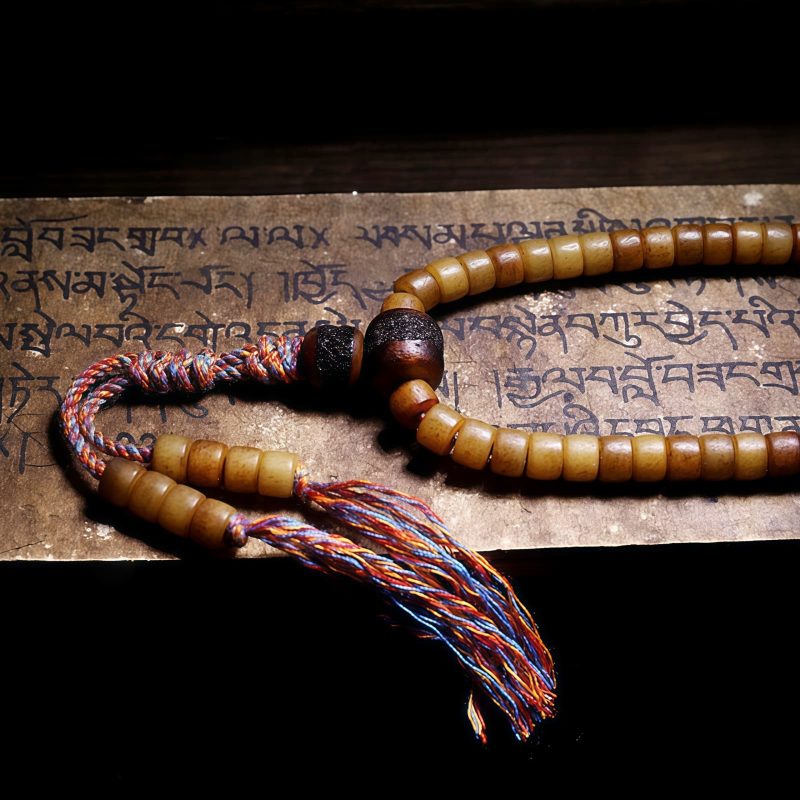 Tibetan 108 Mala Yak Bone Amber Balance Bracelet Tibetan 108 Mala Yak Bone Amber Balance Bracelet