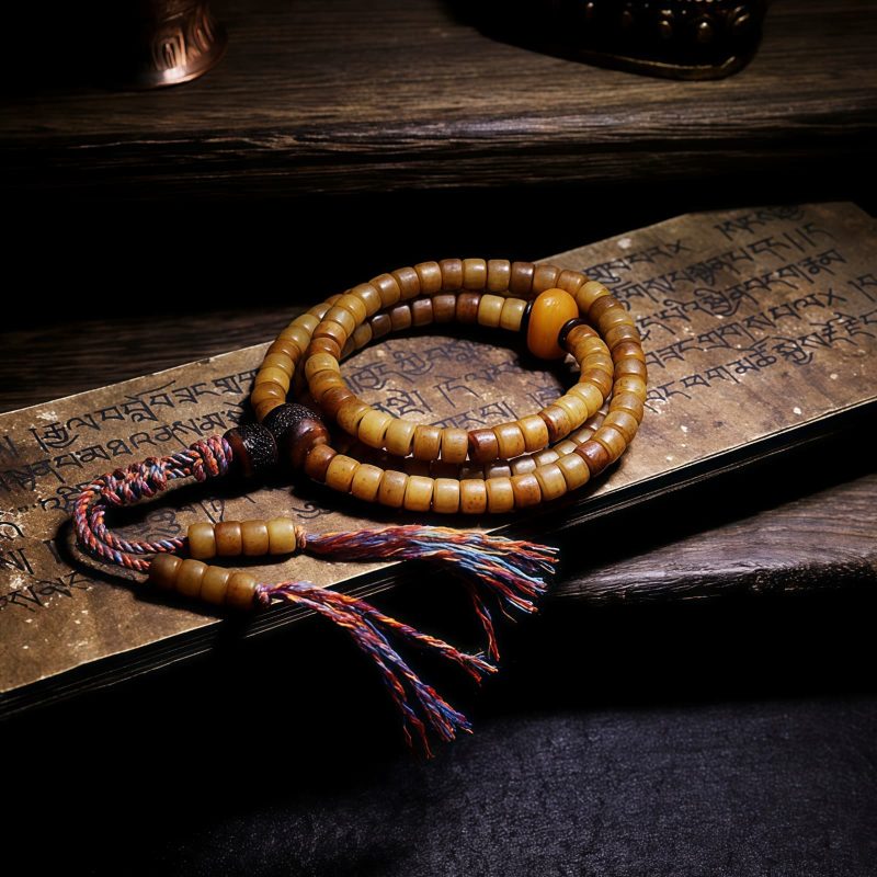 Tibetan 108 Mala Yak Bone Amber Balance Bracelet Tibetan 108 Mala Yak Bone Amber Balance Bracelet