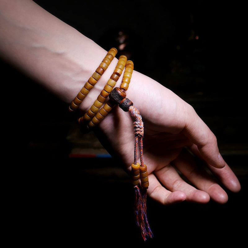 Tibetan 108 Mala Yak Bone Amber Balance Bracelet Tibetan 108 Mala Yak Bone Amber Balance Bracelet