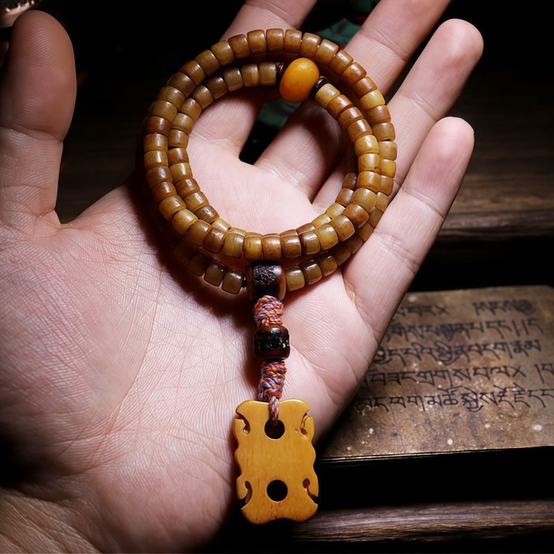 Tibetan 108 Mala Yak Bone Amber Balance Bracelet Tibetan 108 Mala Yak Bone Amber Balance Bracelet