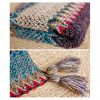 Tibetan Blue Beige Wavy Tassel Shawl Tibetan Blue Beige Wavy Tassel Shawl