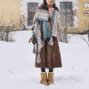 Tibetan Blue Beige Wavy Tassel Shawl Tibetan Blue Beige Wavy Tassel Shawl
