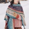 Tibetan Blue Beige Wavy Tassel Shawl Tibetan Blue Beige Wavy Tassel Shawl