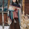 Tibetan Blue Beige Wavy Tassel Shawl Tibetan Blue Beige Wavy Tassel Shawl