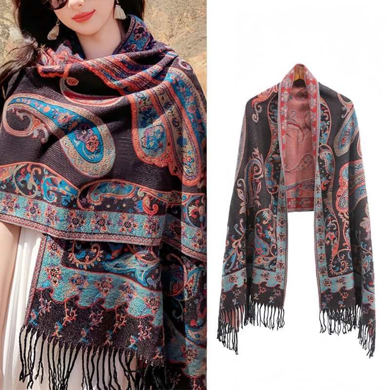 Tibetan Cashew Flower Tassel Shawl Tibetan Cashew Flower Tassel Shawl