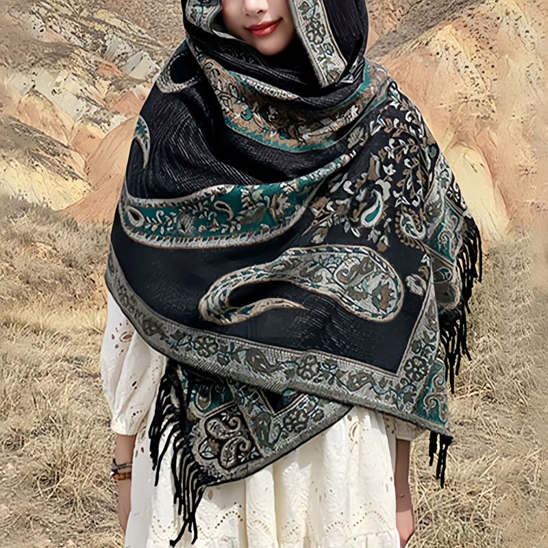Tibetan Cashew Flower Tassel Shawl Tibetan Cashew Flower Tassel Shawl