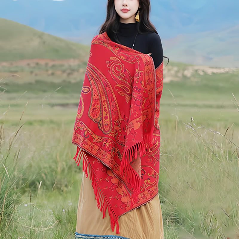 Tibetan Cashew Flower Tassel Shawl Tibetan Cashew Flower Tassel Shawl