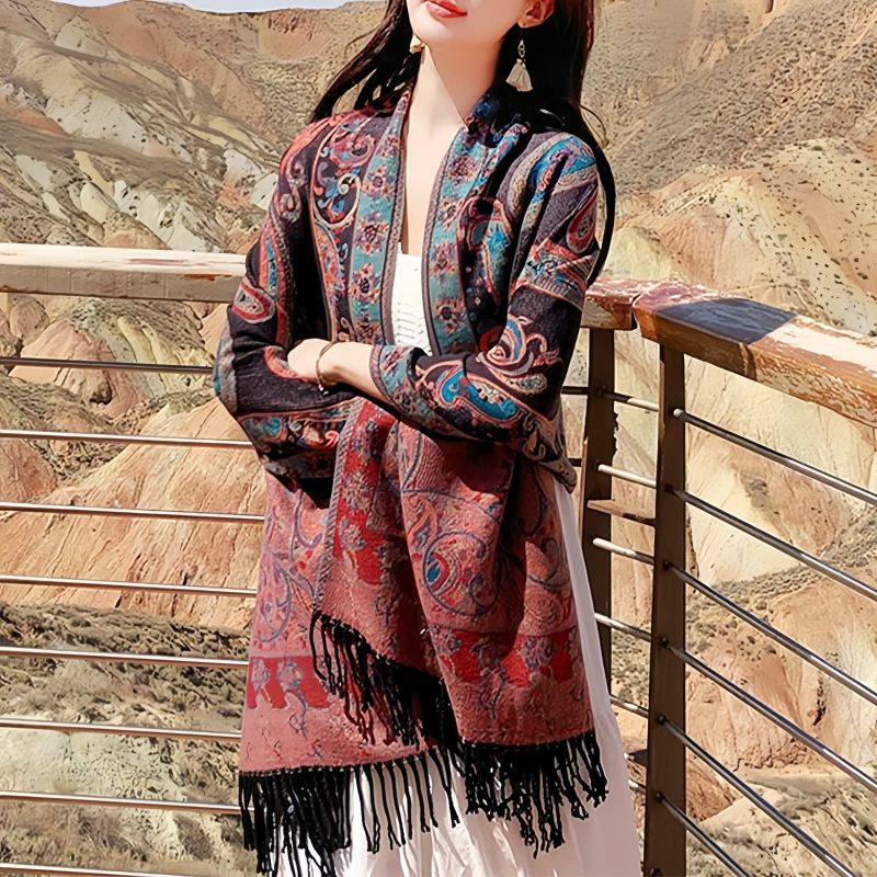 Tibetan Cashew Flower Tassel Shawl Tibetan Cashew Flower Tassel Shawl