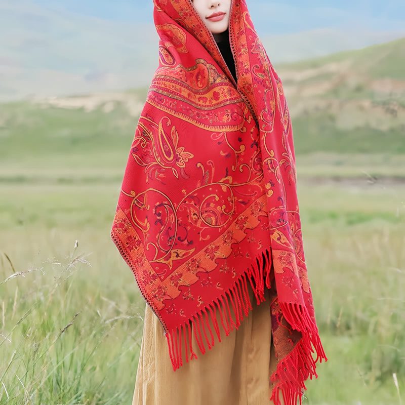 Tibetan Cashew Flower Tassel Shawl Tibetan Cashew Flower Tassel Shawl