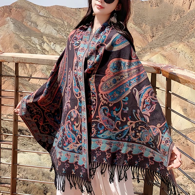 Tibetan Cashew Flower Tassel Shawl Tibetan Cashew Flower Tassel Shawl