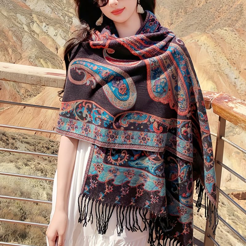 Tibetan Cashew Flower Tassel Shawl Tibetan Cashew Flower Tassel Shawl