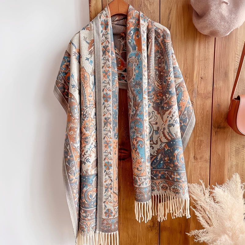 Tibetan Cashew Flowers Shawl Wrap Tibetan Cashew Flowers Shawl Wrap