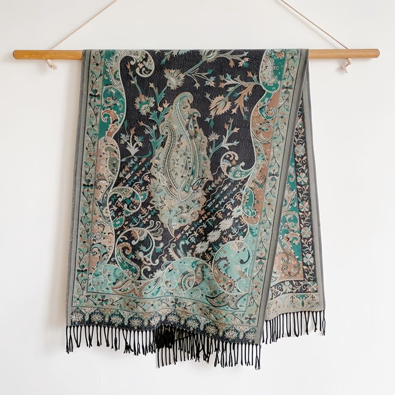 Tibetan Cashew Flowers Shawl Wrap Tibetan Cashew Flowers Shawl Wrap