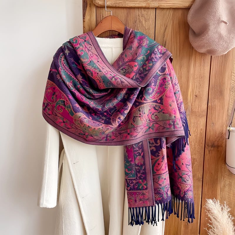 Tibetan Cashew Flowers Shawl Wrap Tibetan Cashew Flowers Shawl Wrap